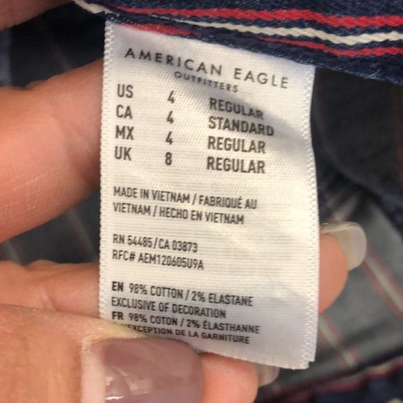 🔴 2 for $25 American Eagle HI Rise Striped Denim size 4 - Picture 4 of 8